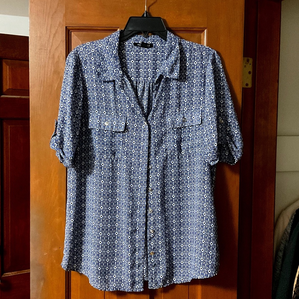 Roz and Ali Cocomo Printed Popover with Pockets Size L